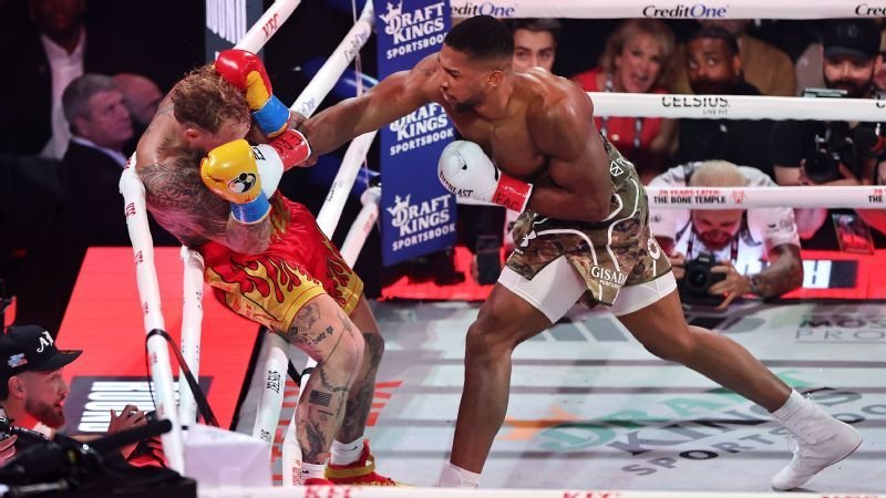 Resultados de Jake Paul vs. Anthony Joshua: AJ se toma su tiempo, pero logra noquear